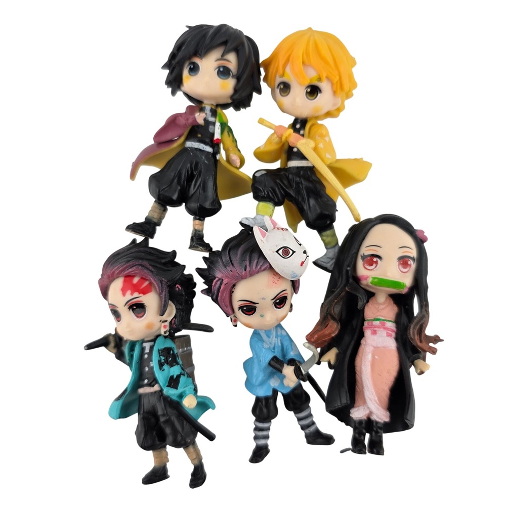 Demon Slayer Kimetsu No Yaiba Anime Figure Set 5pc Collectible Manga Cake Topper